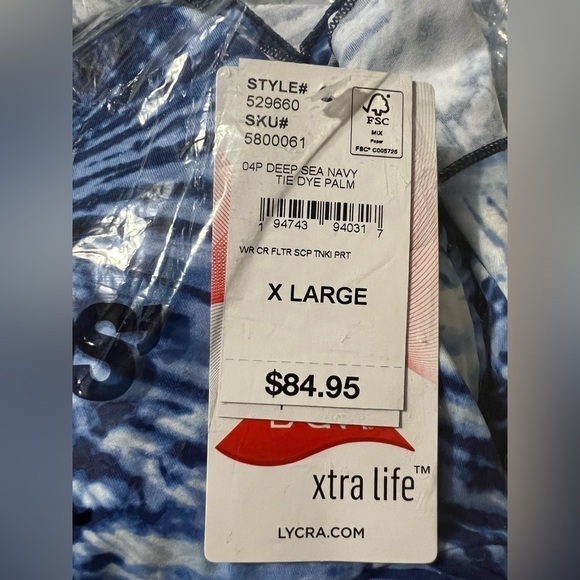 NWT Lands' End Blue and White Flutter Tankini Swim Top- XL - Picture 3 of 4